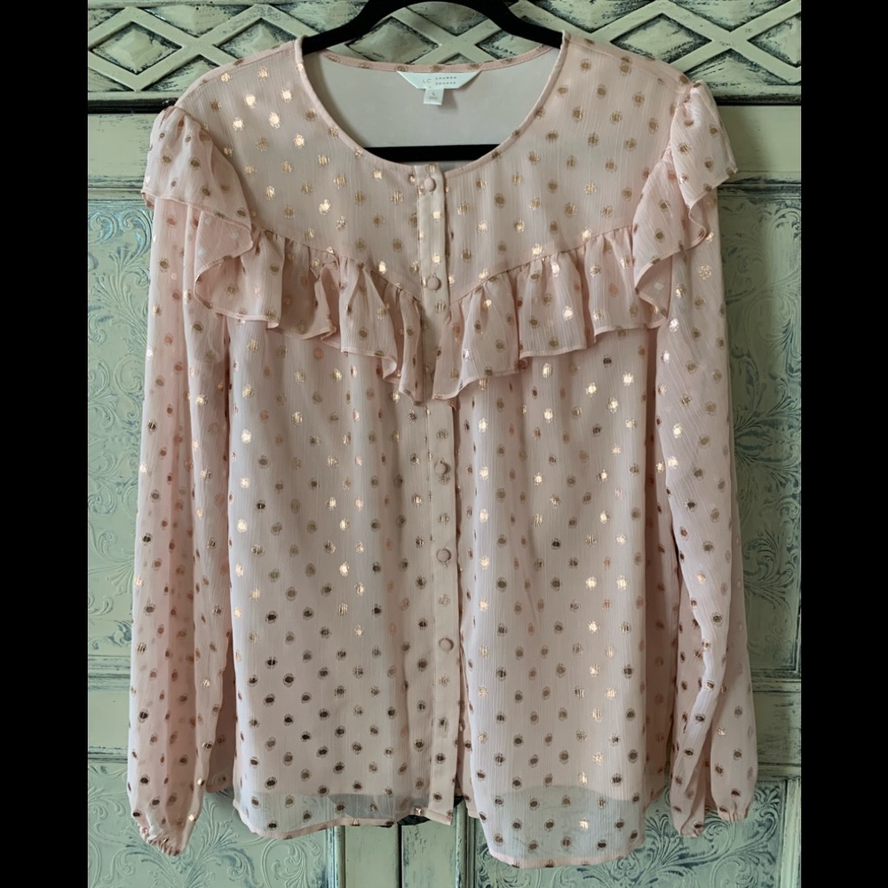 Lauren Conrad metallic dot blouse